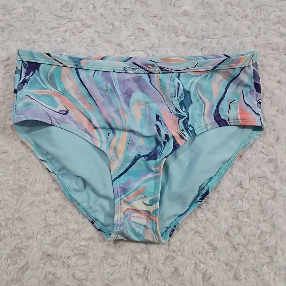 Athleta Girl Size 14 XL Tie Dye Ocean Marble Swim Bottoms Only NWOT